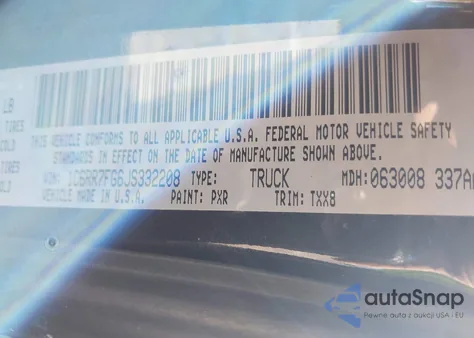 2018 Ram 1500 Tradesman 4X4 6'4 Box из США, поврежденный, VIN 1C6RR7FG6JS332208